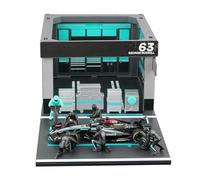 1/43 Diorama Car Pit Stop, Race Car Tyre Change Miniature Scene Model 6 Figurine Set Team Black, Gift for Car Enthusiasts (No. 63 Scene)
