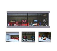 1/43 Diorama Garage Model, LED Lighting Parking Lot Scene Dsiplay Model, Diecast Model Cars Display Case, Showroom Model Car Display Storage, Building Model Garage, Display Box (Showroom)