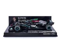 Minichamps 410212044 1:43 Mercedes-AMG Petronas Formula One Team W12 E Performance-Hamilton-1st Brazilian GP 2021 W/Flag Collectible Miniature Car, Multicoloured