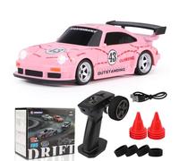 1/43 Mini RC Drift Car for Adults, 2.4G Full Proportional 4WD Drift Racing Car with Gyroscope & LED Light Group, Desk Racer Model for Enthusiasts