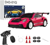 1:43 RC Drift Car 20KM/H with Gyro, 2.4G 4WD Full Proportional Alloy Sport Racing Car, Adjustable Speed, LED Lighting for Teens & Adults-D43-01