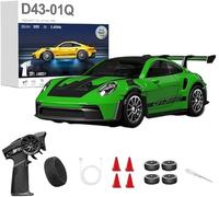 1:43 RC Drift Car 20KM/H with Gyro, 2.4G 4WD Full Proportional Alloy Sport Racing Car, Adjustable Speed, LED Lighting for Teens & Adults-D43-01