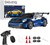 1:43 RC Drift Car 20KM/H with Gyro, 2.4G 4WD Full Proportional Alloy Sport Racing Car, Adjustable Speed, LED Lighting for Teens & Adults-D43-01