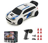 1/43 RC Mini Racing Cars with Gyro, 2.4G Radio Control Drift Car 4WD Off-Road High-Speed Vehicle with Drift Tires Lights Kit, 15KM/H High Speed Drifting RC Cars for Teens Outdoor (Gyro White 3)