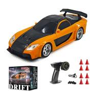 1/43 RC Mini Racing Cars with Gyro, 2.4G Radio Control Drift Car 4WD Off-Road High-Speed Vehicle with Drift Tires Lights Kit, 15KM/H High Speed Drifting RC Cars for Teens Outdoor (Gyro White 1)