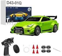 1:43 Scale RC Drift Car With Gyro 2.4G Full Proportional 4WD Alloy Remote Control Racing Sport Car Silent Bearings, Adjustable Speed, LED Lighting For Adults
