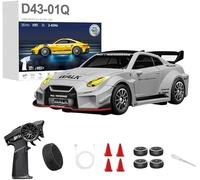1:43 Scale RC Drift Car With Gyro 2.4G Full Proportional 4WD Alloy Remote Control Racing Sport Car Silent Bearings, Adjustable Speed, LED Lighting For Adults