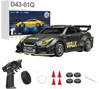 1:43 Scale RC Drift Car With Gyro 2.4G Full Proportional 4WD Alloy Remote Control Racing Sport Car Silent Bearings, Adjustable Speed, LED Lighting For Adults