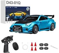 1:43 Scale RC Drift Car With Gyro 2.4G Full Proportional 4WD Alloy Remote Control Racing Sport Car Silent Bearings, Adjustable Speed, LED Lighting For Adults
