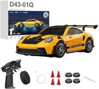 1:43 Scale RC Drift Car With Gyro 2.4G Full Proportional 4WD Alloy Remote Control Racing Sport Car Silent Bearings, Adjustable Speed, LED Lighting For Adults