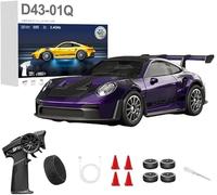 1:43 Scale RC Drift Car With Gyro 2.4G Full Proportional 4WD Alloy Remote Control Racing Sport Car Silent Bearings, Adjustable Speed, LED Lighting For Adults