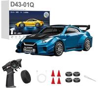 1:43 Scale RC Drift Car With Gyro 2.4G Full Proportional 4WD Alloy Remote Control Racing Sport Car Silent Bearings, Adjustable Speed, LED Lighting For Adults