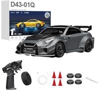 1:43 Scale RC Drift Car With Gyro 2.4G Full Proportional 4WD Alloy Remote Control Racing Sport Car Silent Bearings, Adjustable Speed, LED Lighting For Adults