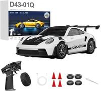 1:43 Scale RC Drift Car With Gyro 2.4G Full Proportional 4WD Alloy Remote Control Racing Sport Car Silent Bearings, Adjustable Speed, LED Lighting For Adults