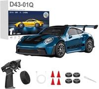 1:43 Scale RC Drift Car With Gyro 2.4G Full Proportional 4WD Alloy Remote Control Racing Sport Car Silent Bearings, Adjustable Speed, LED Lighting For Adults