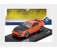 Solido Toyota Supra MK.4 Custom Japanese Sport Coupe Black Finish Bonnet Rear Spoiler Car Diecast Orange 1:43