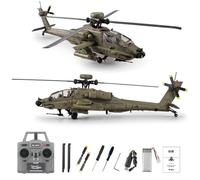 1/48 RC ERA C170 AH-64D Apache RC Helicopter 2.4G 6CH Flybarless RC Military Helicopter with Optical Flow Positioning, TOF Altitude Hold, One-Key Inverted Flight, Brushless Motor(Army Green/1 Battery)