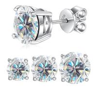 1-4ct Moissanite Stud Earrings S925 Sterling Silver Moissanite Earrings Hypoallergenic Lab Made Diamond D Color Jewelry Gifts for Women Men Valentine's Day, 6.5MM-2ct.tw(1ct*2), Sterling Silver