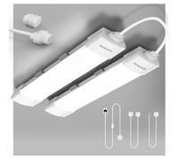 1.4ft LED Batten Light Daylight 6000K with Plug, Plug and Play, 16W 43cm | Daylight Plug in Strip Light with Switch for Garage, Cabinet, Wall, Kitchen, Cupboard, IP65, 0.5m Interconnectable Cable