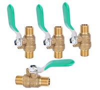 1/4in Ball Valve, Brass Water Valve with Double External Thread, Thickened Brass Drain Shut Off Switch for Plumbing System, Cold/Hot Water Piping, Solar Piping, Indoor Gas Piping