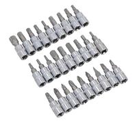 1/4in. Drive Mixed Bit Sockets Hex Torx Spline Pozi Phillips Flat 38mm Long 27pc