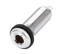 1/4in Guitar Barrel Jack Socket, Brass Mono Cylinder Ouput with 3 Pins for Electric Guitar Bass Repair, Silver Plated Material