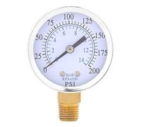 1/4in NPT Brass Air Compressor Pressure Gauge, 0-200 PSI & 0-14 Bar Dual Scale, Side Mount Hydraulic Gauge for Industrial Tools, Water Measurement, Home Use, Workshop Equipment with Easy Read Dial