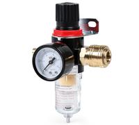 1/4in Pressure Regulator, 0.5 to 8.5kg/cm² Pressure Adjustment Compressed Air Regulator w/Water Separator and Quick Couplings, for Air Compressor Filter