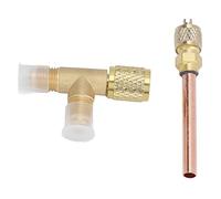 1/4in Valve Core Tee Adapter Brass Quick Connection Double Sealing for R22 R12 R134 Vacuum Gauge Professional Structure Durable Reliable