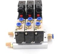 1/4Inch DC12V 24V AC110V 220V Triple Pneumatic Solenoid Valve 4V210-08 Muffler 4mm 6mm 8mm 10mm 12mm Quick Fitting Base Set Useful(10mm Fittings,5V)