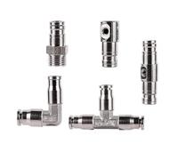 1/4Inch Pipe Slip Lock Connector Nickel Copper Tee Elbow Straight OD 6.35mm Tube Nozzle Fitting 2Pcs(Tee)