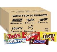 1.4kg Mixed Bulk Chocolate Box, M&M's, Snickers, Twix & More, 30 x Chocolate Bar
