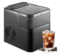 1.4L Ice Maker Machine, 12kg/24H Nugget Ice Maker with Basket & Scoop, 9 Bullet Ice in 6 Mins, Self-Cleaning, 2 Sizes for Home, Office, Party, Camping black