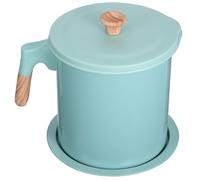 1.4l Stainless Steel Oil Strainer Pot with Lid and Pour Spout | Fine Mesh Filter, Ergonomic Handle, Reusable Grease Storage, Light Green Japanese-inspired Design for Home Kitchens