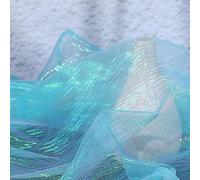1.4M*1M Iridescent Organza Fabric Light Blue Iridescent Holographic Gauze Fabric