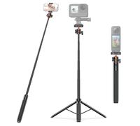 1.4m Selfie Stick Tripod for Go Pro Hero/Insta 360 X5 X4 X3 /Osmo Pocket 3 and Other Action Camera, Extendable Rotatable Phone Live Streaming Stand for Phone 16, 15, 14, 13, 16 Pro, Pro Max