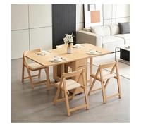 1.4m Solid Wood Folding Extendable Dining Table Set with 4 Space-Saving Chairs - Perfect for Kitchen Dining Room Living Room & Restaurant Use