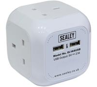 1.4m Space Saving Extension Cable Cube - 4 x 230V Sockets - 2 x USB Sockets
