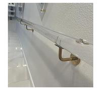 1-4pc Custom Clear Acrylic Stair Handrail Kit - Non-Slip Wall-Mounted Rail (1.6-20ft)(Golden Brackets,350cm(11.5ft))