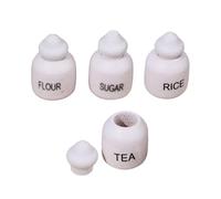 1. 4PC Natural Wood Kitchen Jars Safe Handcrafted Toy Accessories For Kids Play & Decor Five Hundred Oaken Model House Seasoning Bottles