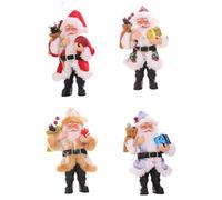 1/4Pcs Father Christmas Figures,Durable Resin Standing Santa Figure with Lanyard,Classical Hanging Christmas Santa Figures for Christmas Table Decoration Holiday Home Decor