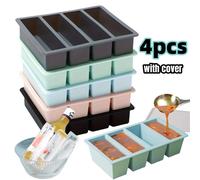 1/4pcs Large Rectangular Ice Cube Mold Set with Lid Stackable Freezer Trays for Bottles Beverages Long Cubes Mould Kitchen Items Pink with cover 3pc