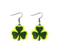 1-4Pcs Lucky Shamrock St'Patricks Day Dangle Earrings for Women Irish Funny Green Clover Shamrock Earrings Holiday Decoreation Jewelry Gifts, Acrylic, No Gemstone