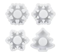 1/4Pieces Tealight Holder Epoxy Resin Snowflake Holder Silicone Mold Ornament Snowflake Molds Tree Shape Candlestick