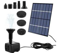1.4W Birdbath Fountain DIY Solar Fountain Pump with 8 Nozzles Portable Solar Panel Pond Pump Kit Multifunctional Solar Sprinkler for Bird Bath, Pond, Pool, Fish Tank, Garden Water Feature