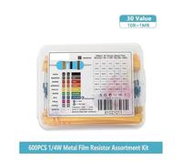 1/4W Metal Film Resistor kit set 30 Values resistors pack, 10 ohm ~1M Resistance 1% Set of resistors diy electronic components NWPNLXEA(300PCS Kit no Box)