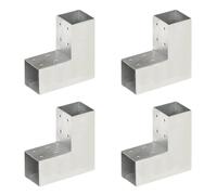 vidaXL 4x Post Connectors L Shape Galvanised Metal 71x71mm Wood Beams Support