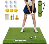 1.5 * 1.2m Dual-turf Golf Practice Hitting Mat,Golf Training Mat w/6 Accessories,Thickened Golf Practice Mat,For Driving,Chipping (15mm)