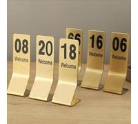 1-5/10/15/20 Wedding Table Numbers Table Order Numbers Double Side Stainless Steel Reception Number Stands Signs For Restaurant Wedding Seating Cafes Party Banquet, Gold(1-55)