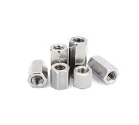 1/5/10pc M3 M4 M5 M6 M8 M10 M12 304 Stainless Steel DIN6334 Hexagon Hex Extend Long Rod Coupling Nut Connector Joint Tubular(5pcs M6x10x10mm)